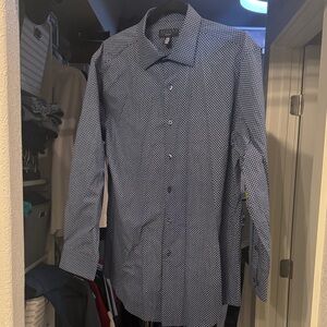 Alfani Men's Blue Patterned Button Down Shirt